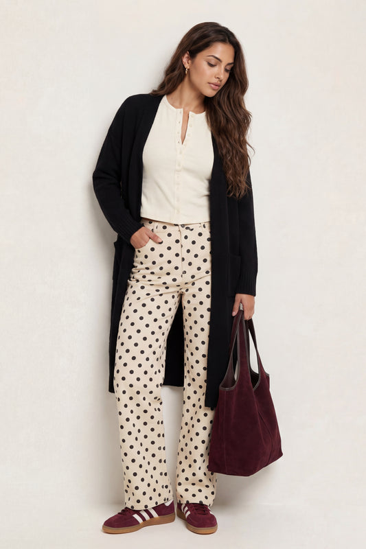 Black Longline Wool-Blend Cardigan