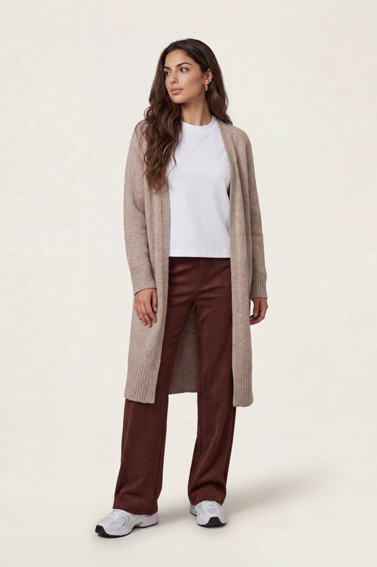 Mink Longline Wool-Blend Cardigan