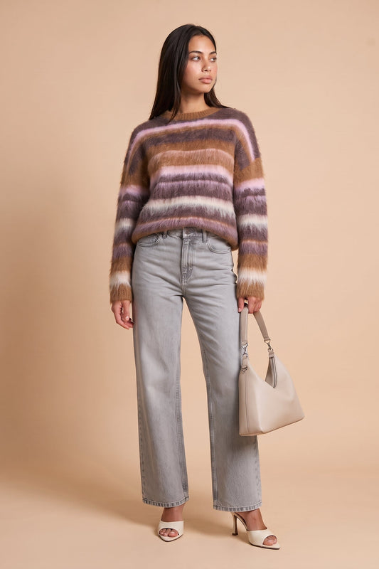 Wool Blend Stripe Brushed Jumper