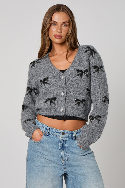 Sequin Bow Detail Cardigan