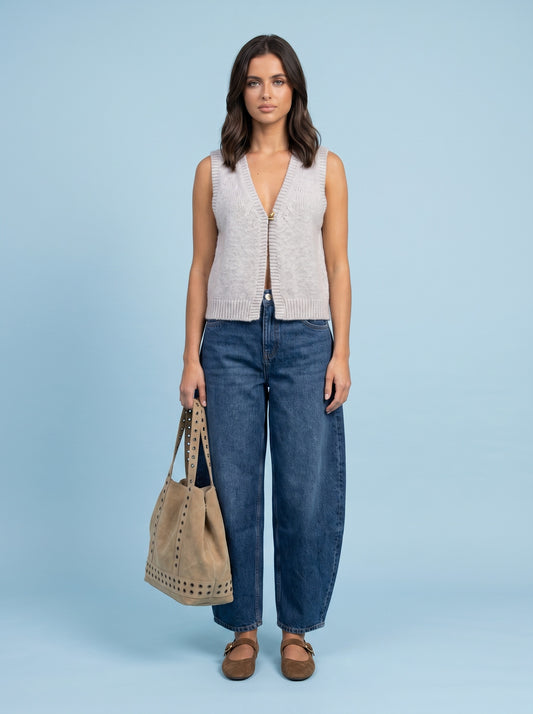 Wool Blend One Button Vest