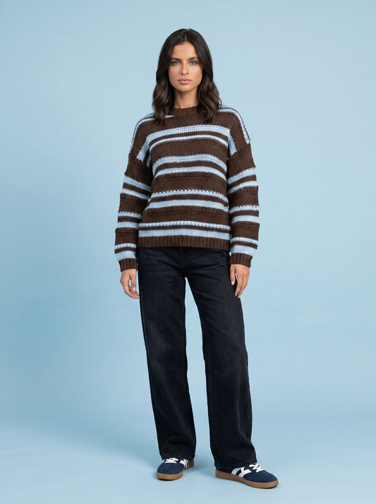 Textured Stripe Crew Neck Jumper