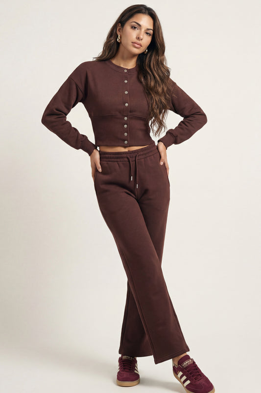 Corset Top And Wide Leg Set Chocolate