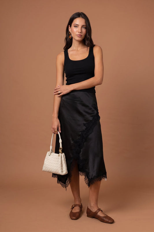 Lace Trim Skirt Black