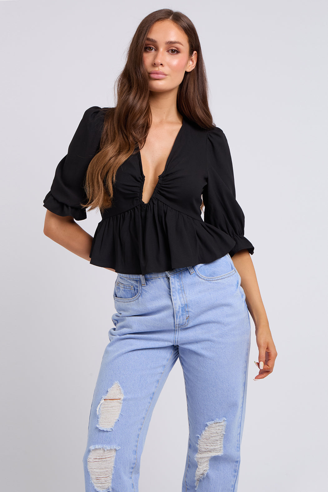 Collette U Bar Empire Peplum Top