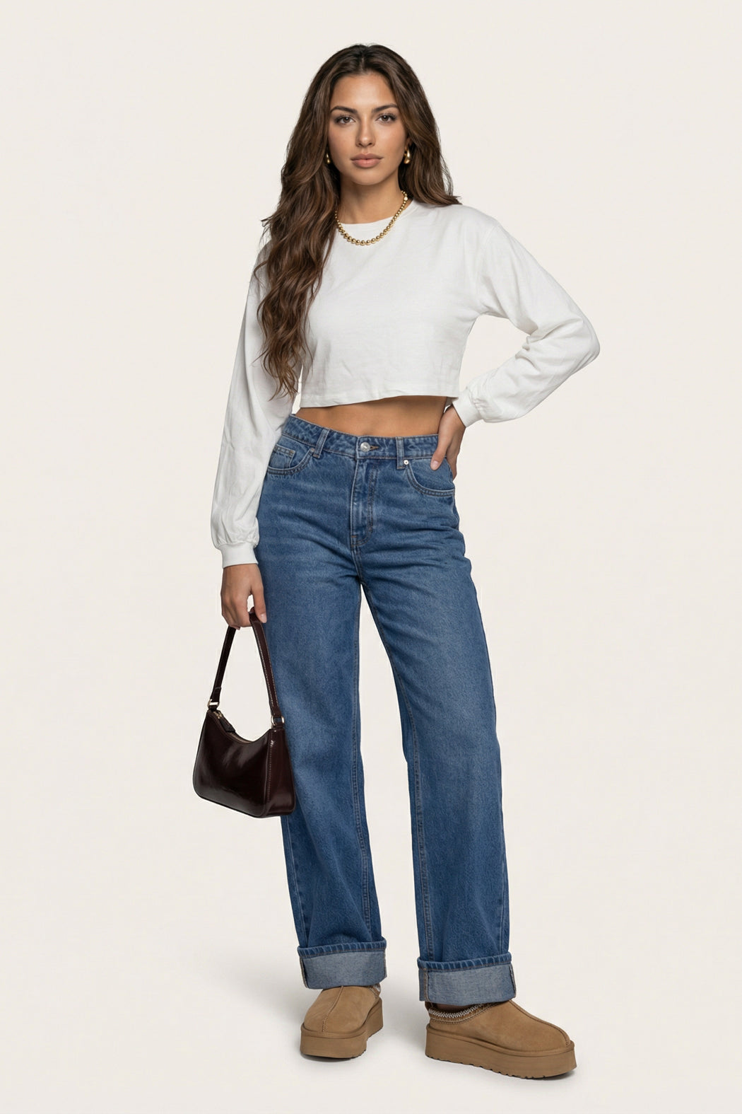Volume Sleeve Crop Sweater
