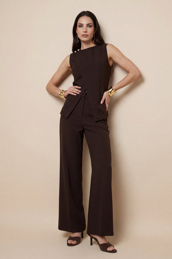 Cross Over Waistcoat Chocolate