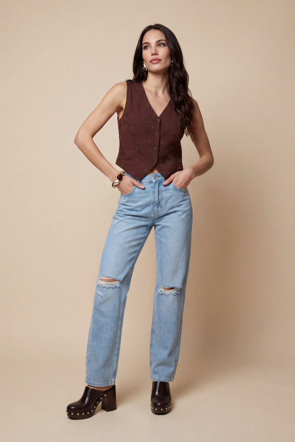 Metallic waistcoat Chocolate