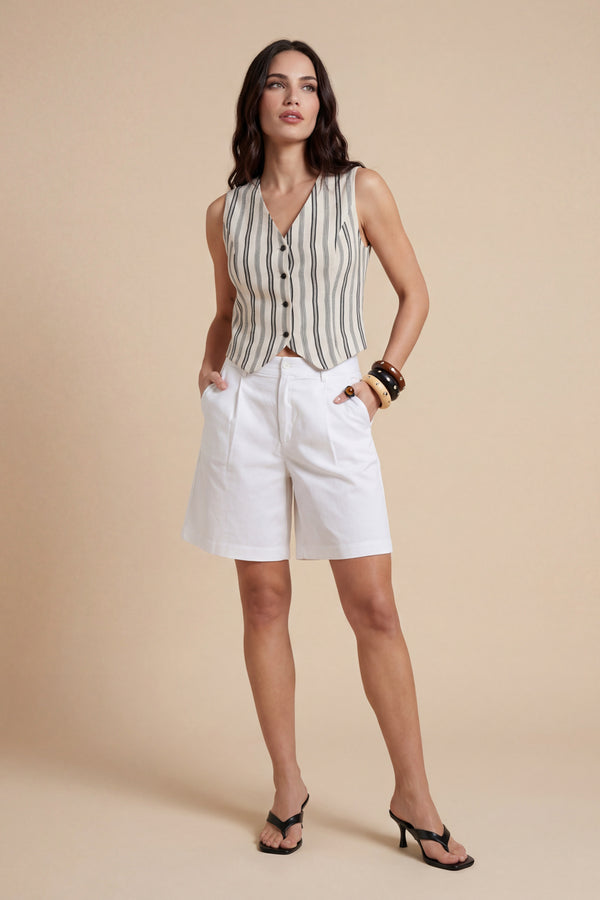 Stripe Waistcoat Cream Pattern