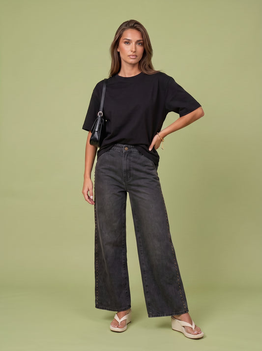 Studded Wide Leg Jean