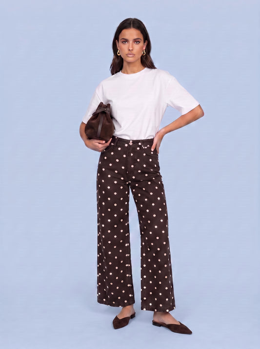 Spot Wide Leg Jean Choclate