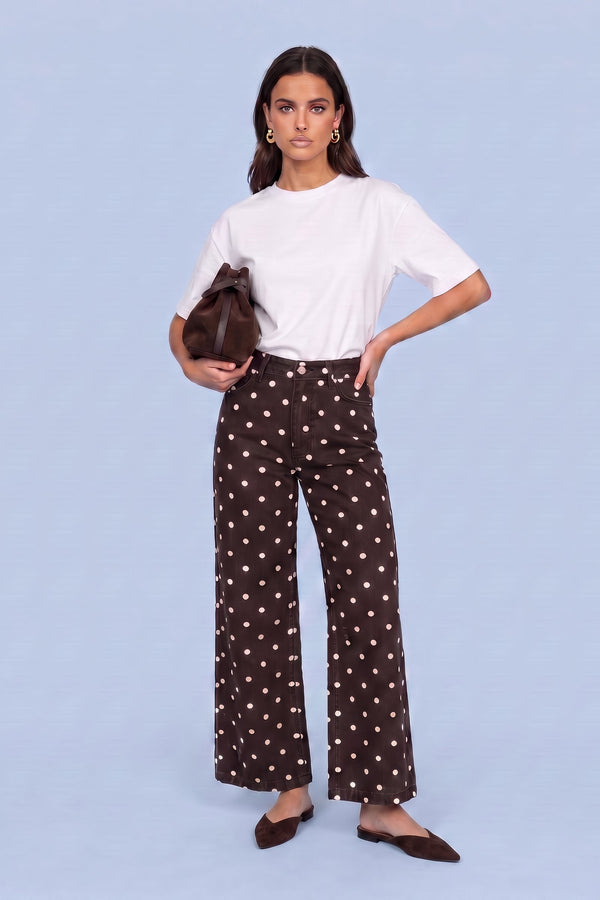 Spot Wide Leg Jean Choclate
