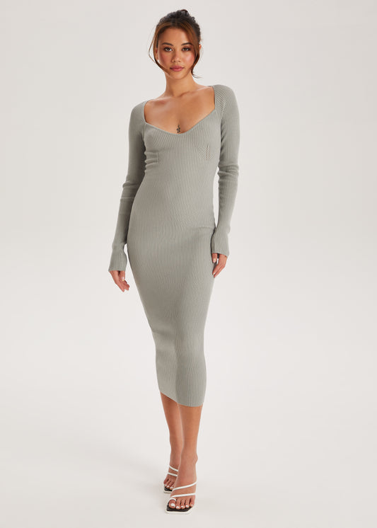 Grey Square neck Dress