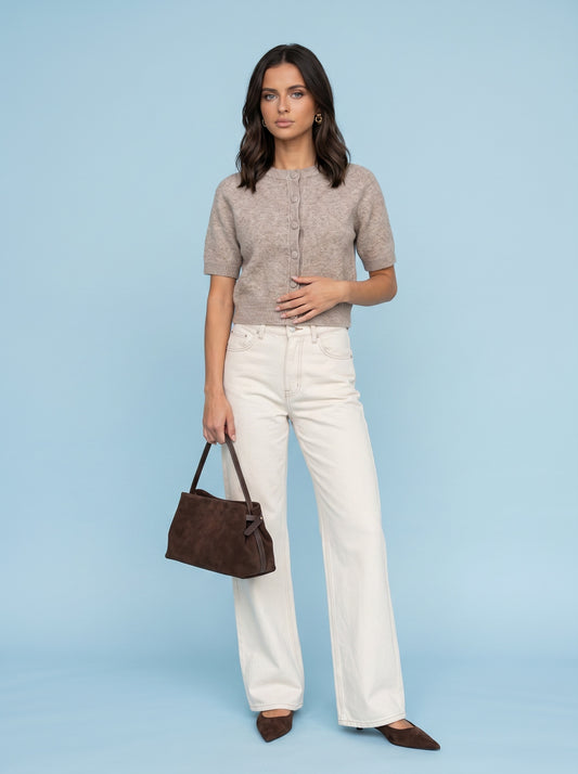 Wool Blend Short Sleeved Cardigan Tuape