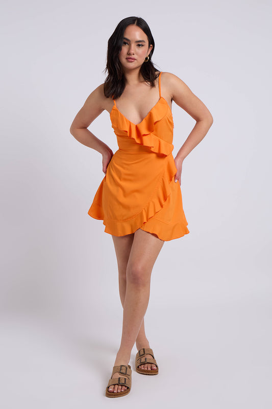 Orange Curve Cami Woven Frill Tea Dress
