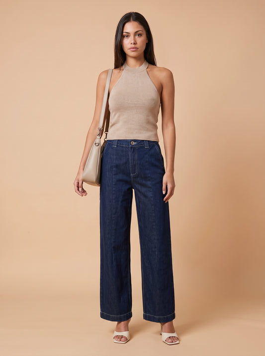 Pleated Wide Jean Indigo