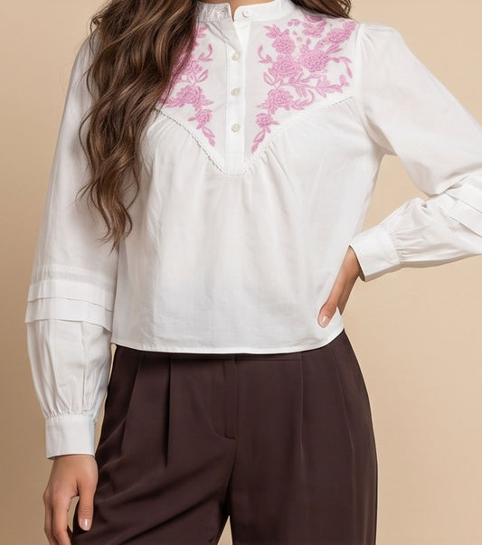 Pink Embroidery Shirt