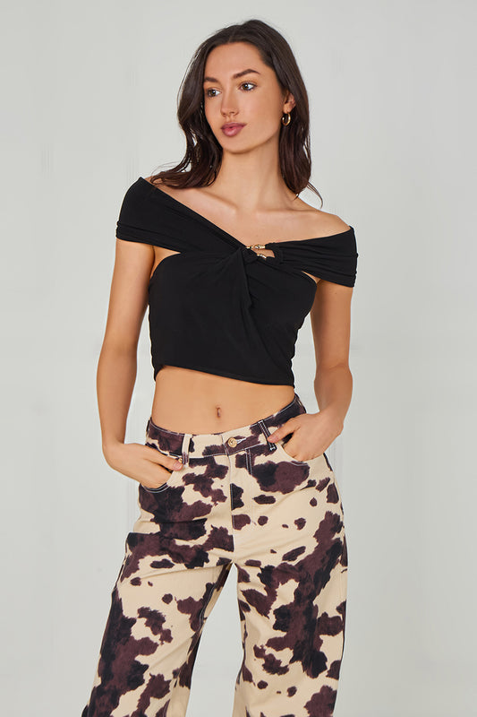 Gold Trim Bandeau Cut Out Top