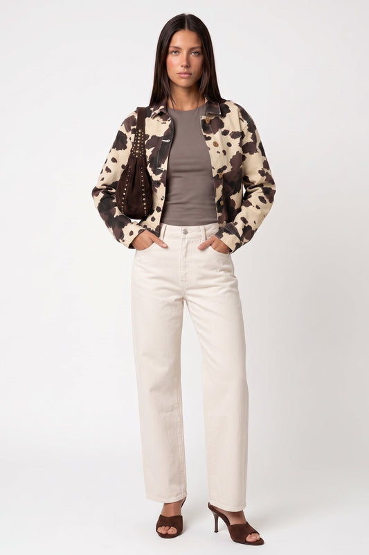 Cream Cow Print Jacket