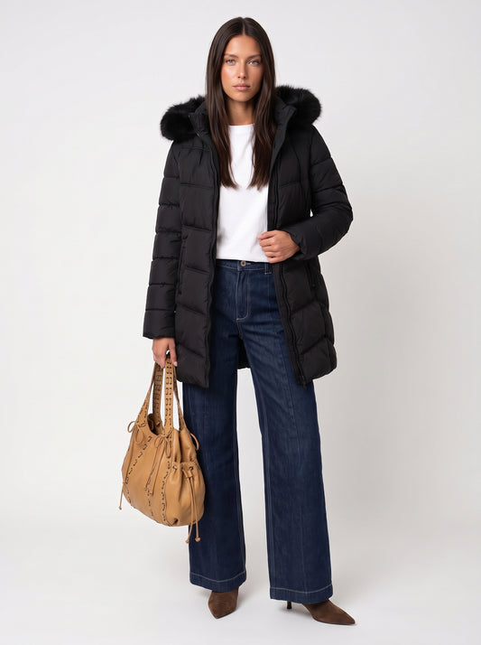 Faux Fur Trim Puffer Coat