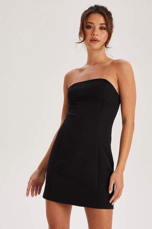 Black Strapless Tailored Dress