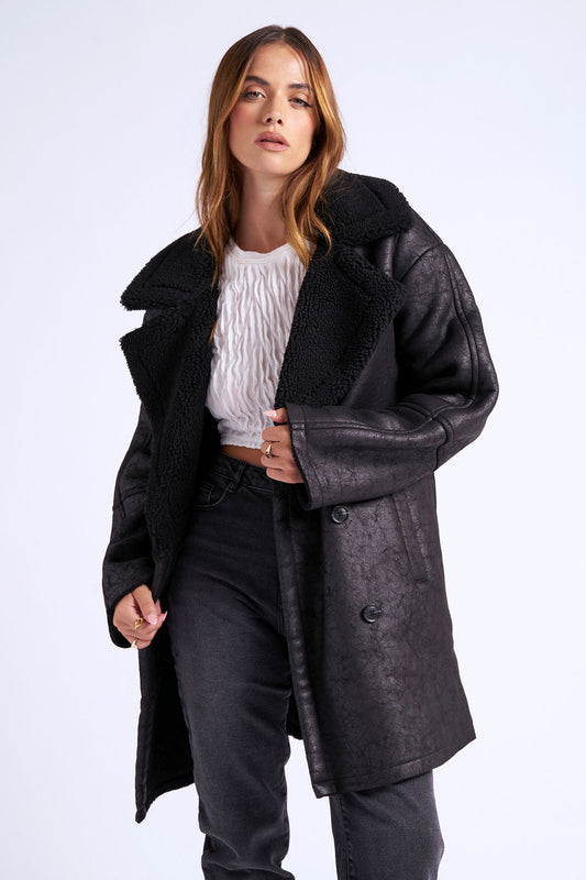 Black Mid Length Bonded Coat