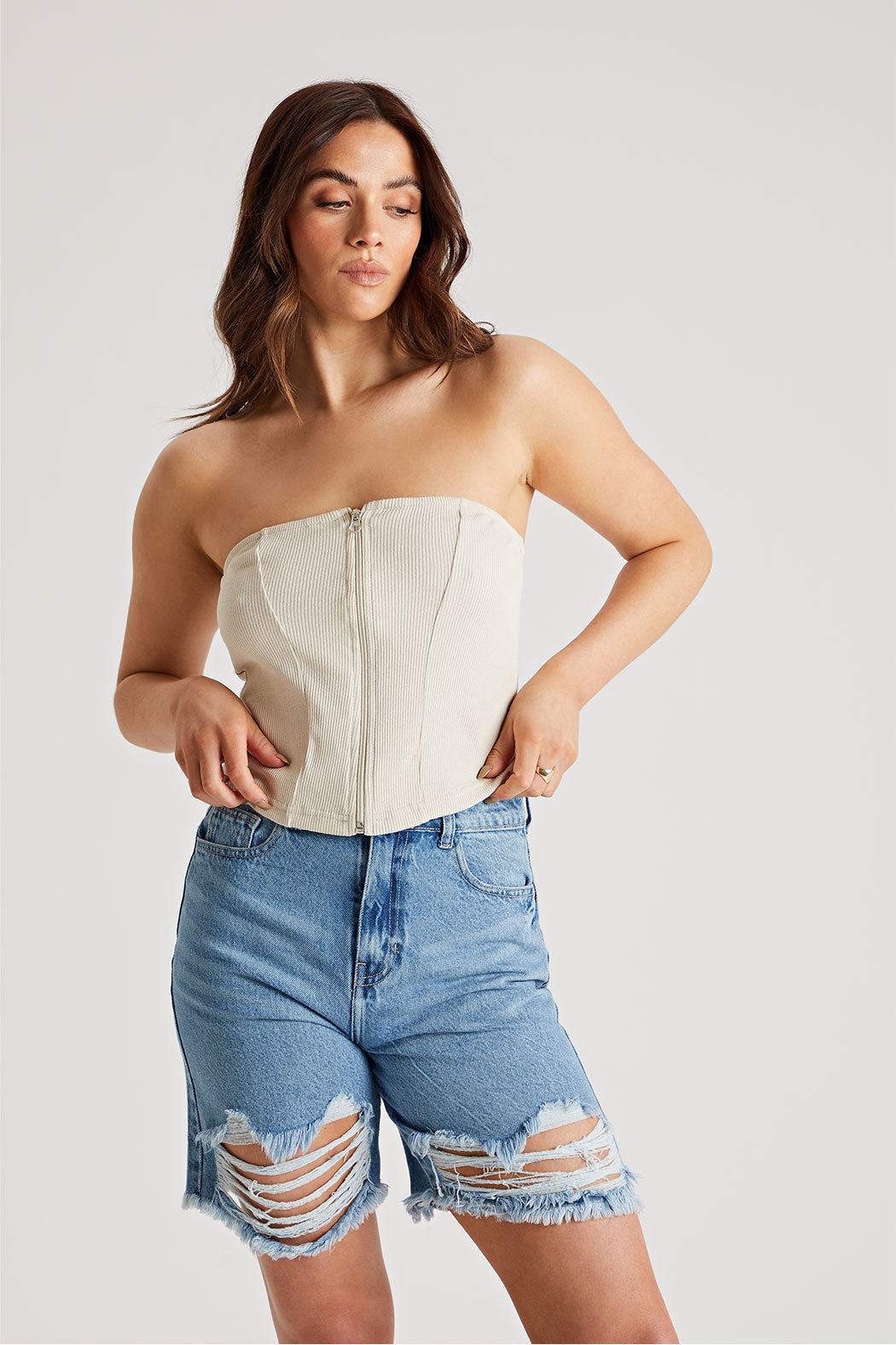 Zip Me Up Halter Corset Top