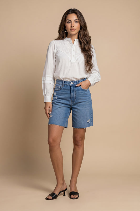 Cream Embroidery Shirt