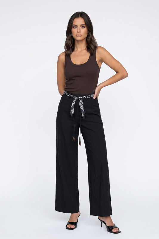 Belted Barrel Leg Trouser