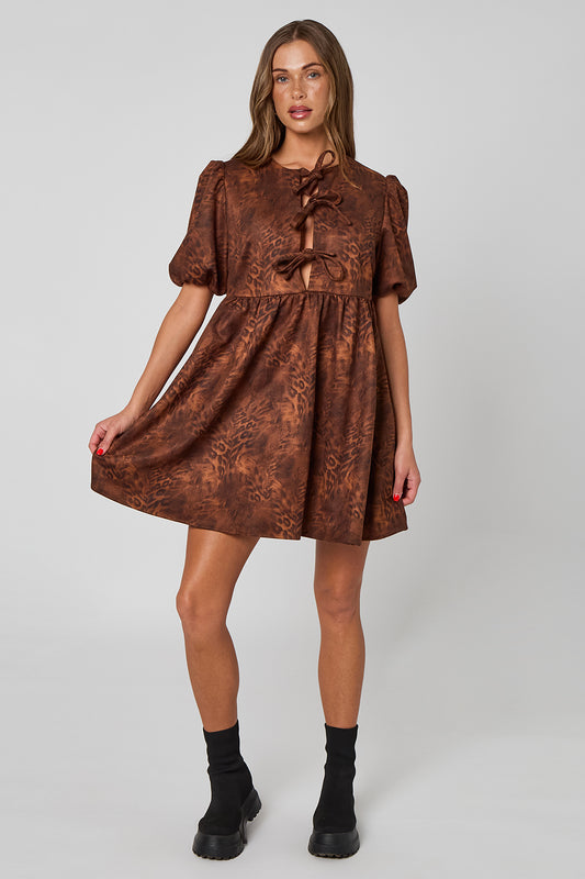 Animal Suede Mini Dress