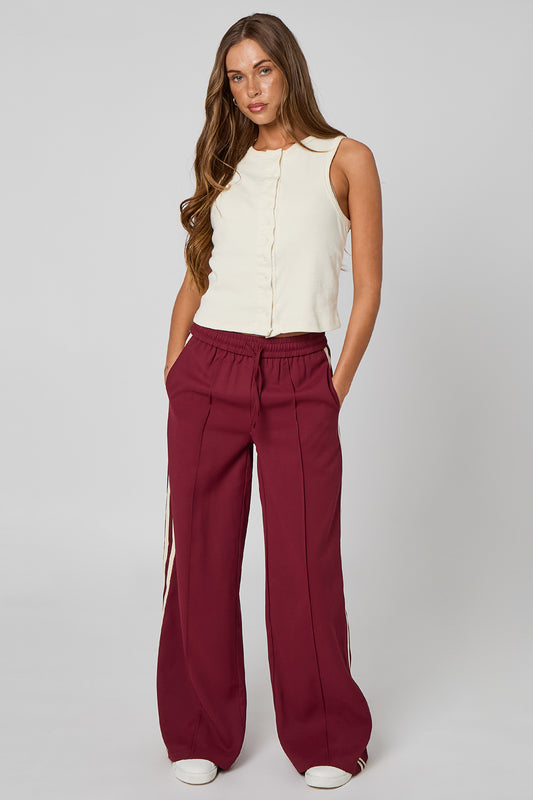 Burgundy Tapered Wide Leg Trouser