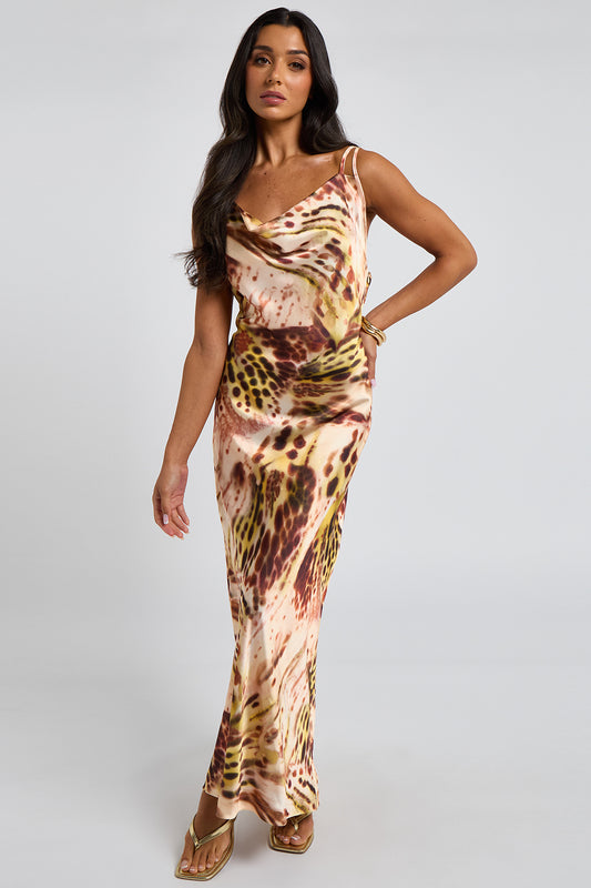 Green Cowl Neck Maxi Dress