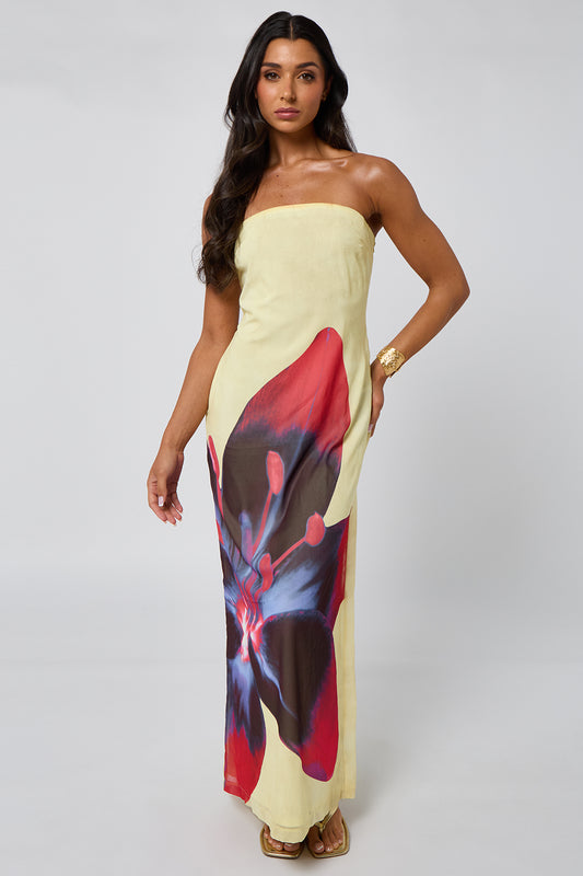 Bandeau Maxi Dress With Floral Print