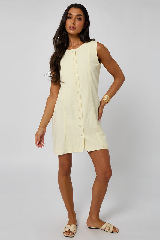 Lemon Button Down Mini Dress