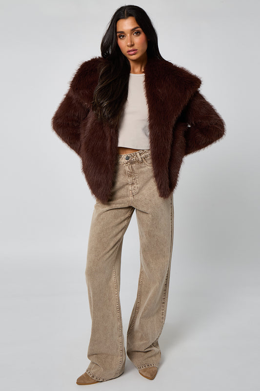 Brown Faux Fur Jacket