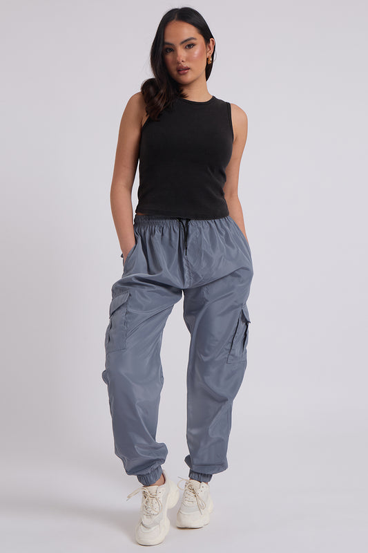 Grey Parachute Cargo Trouser