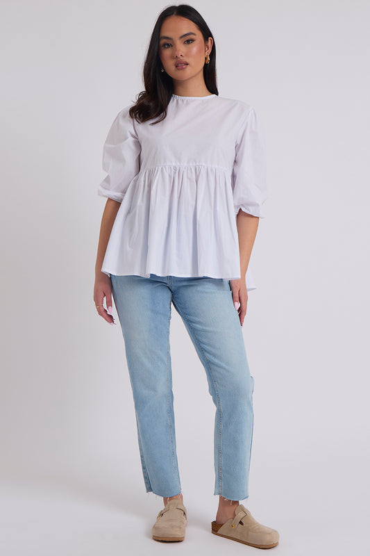 White Oversized Smock Top