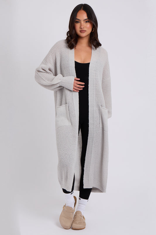 Grey Chunky Longline Cardigan