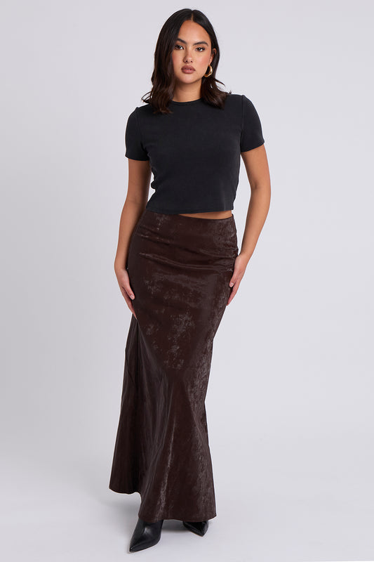 Washed PU Maxi Skirt