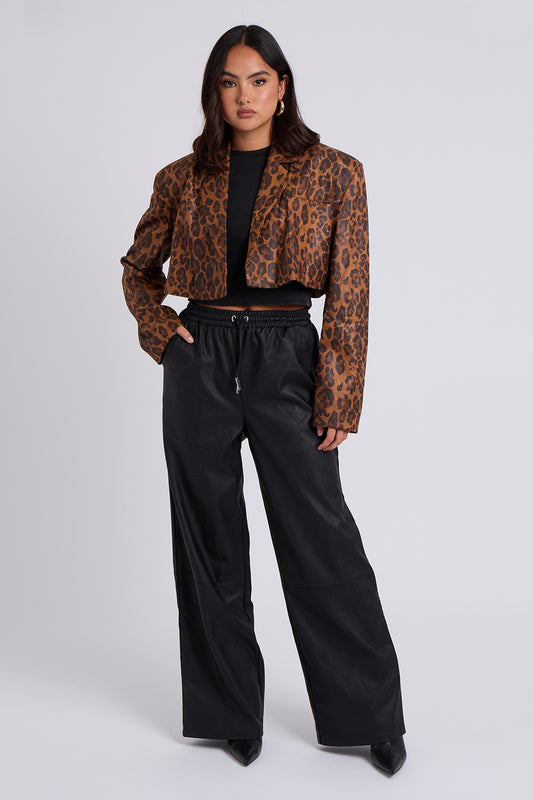 Leopard Cropped Blazer