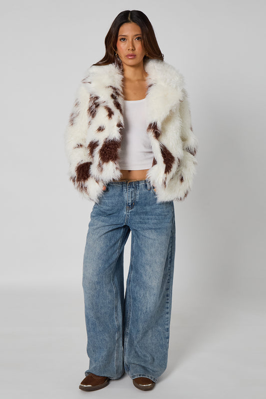 Cow print Fur Jacket
