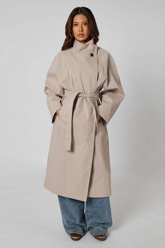 High Neck Button Trench