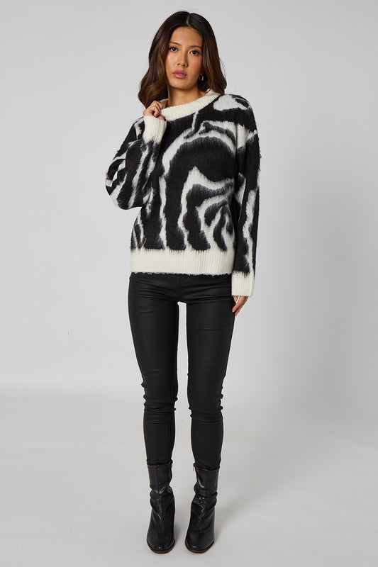 Zebra Print Oversized Jumper