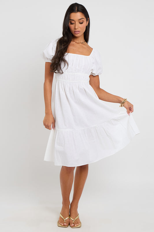 White Milk-Maid Smock Dress