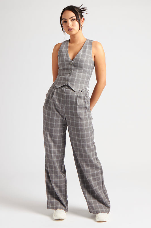Checkered Wide Leg Trousers