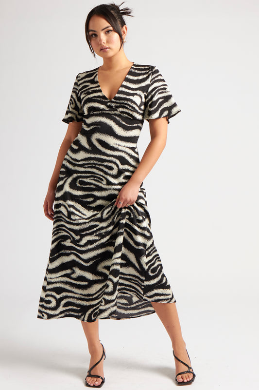 Zebra Empire Midi Dress