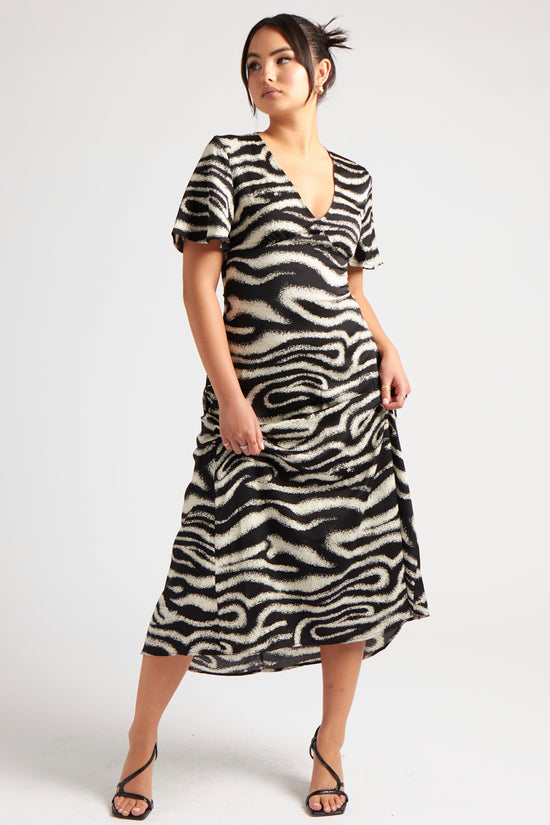 Zebra Empire Midi Dress – Urban Bliss