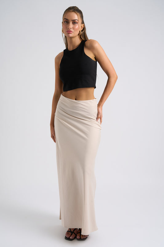 Stone Satin Bias Cut Maxi Skirt