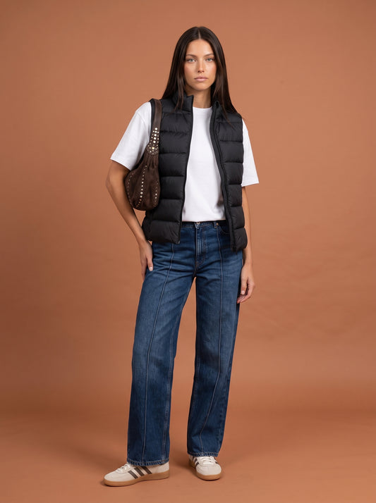 Lightweight Puffer Gilet And Bag Black