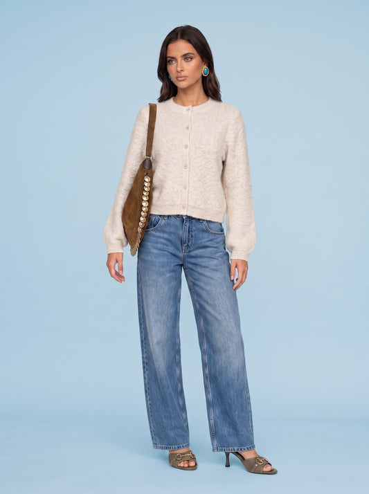 Wool Blend Textured Boucle Cardigan